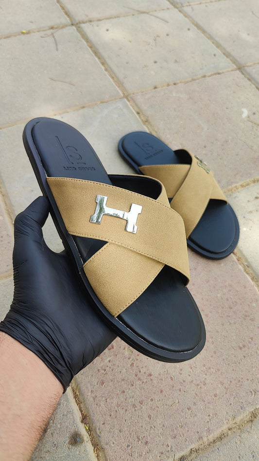 Hermes up sued slide - fawn. (Inspired by Hermes Paris)