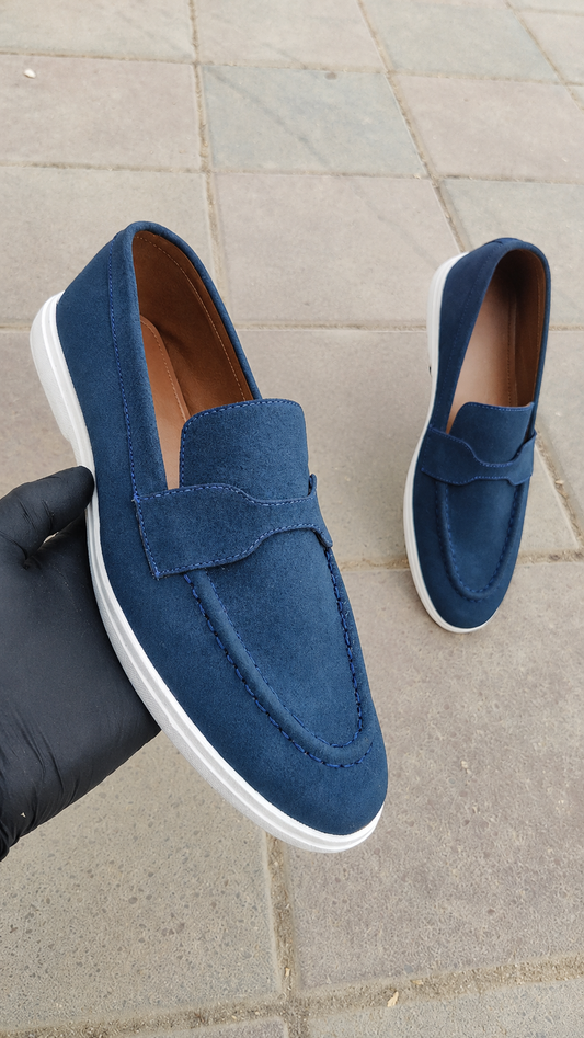 navy blue harmes loafer