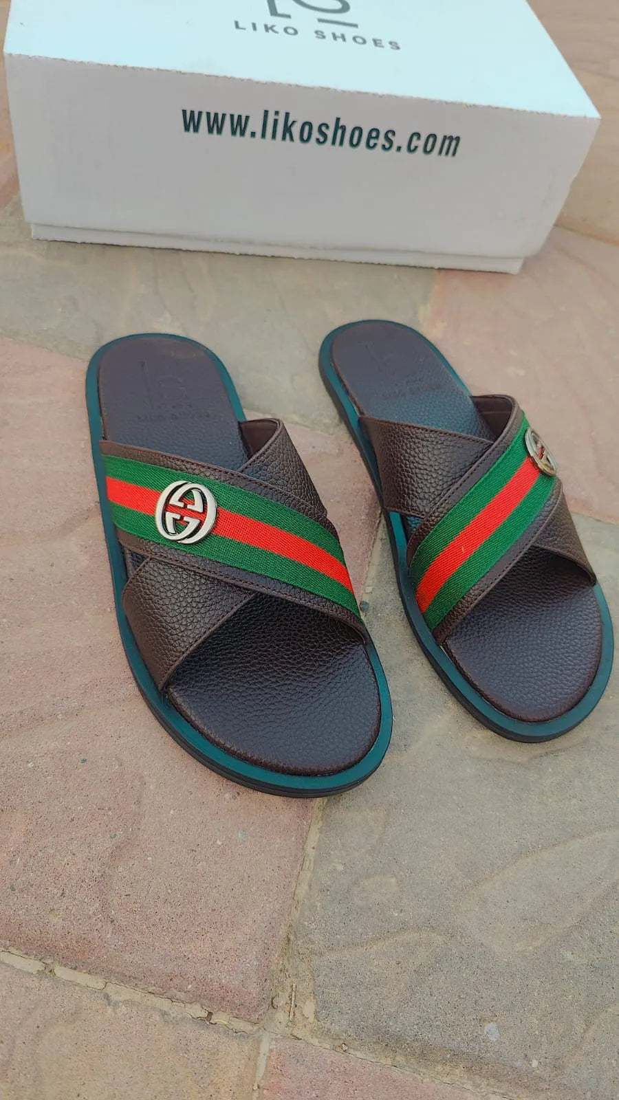 Elite SIGNATURE HERITAGE SLIDE - BROWN – Inspired by Gucci's Archival Designs