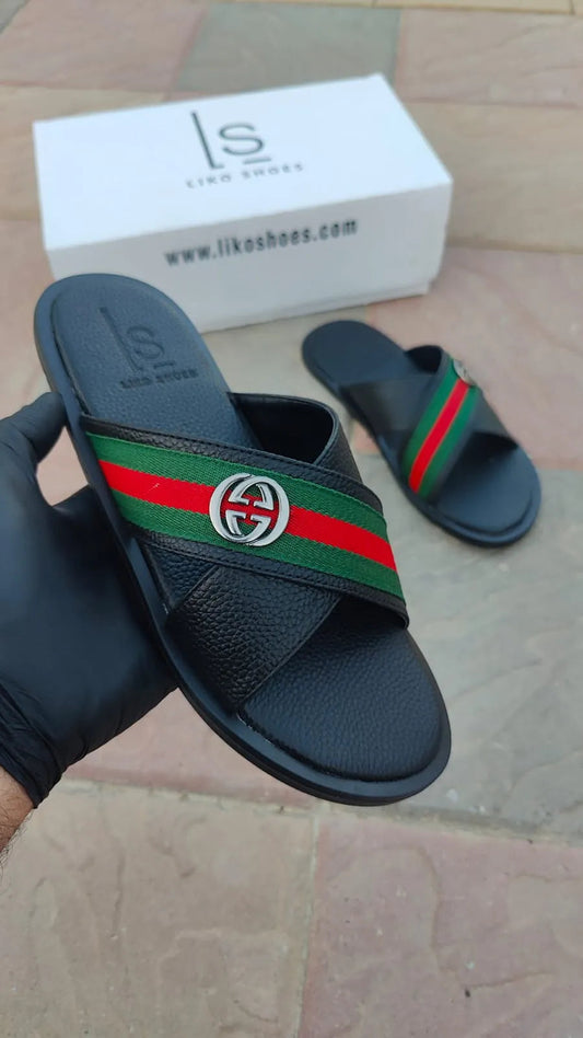 Elite Signature Heritage Slide – Black – Inspired by Gucci's Archival Designs