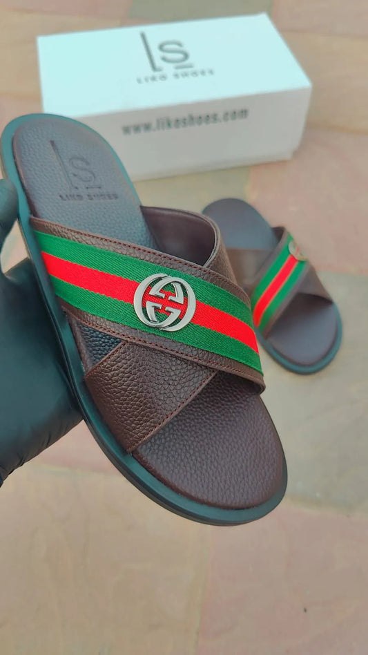 Elite SIGNATURE HERITAGE SLIDE - BROWN – Inspired by Gucci's Archival Designs