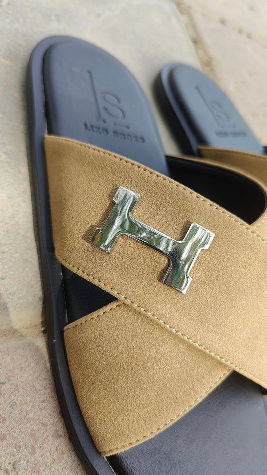 Hermes up sued slide - fawn. (Inspired by Hermes Paris)